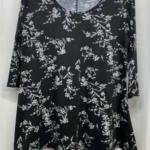 Floral Black and White Women's Top